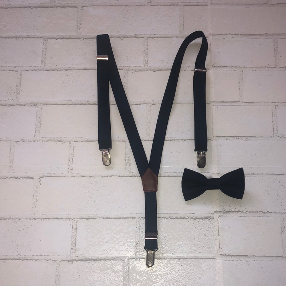 Boys suspender and bow tie set - Navy